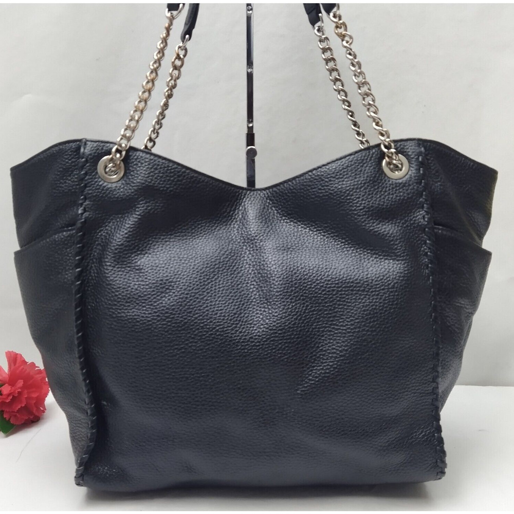 Michael Kors Black Pebbled Leather Tassel Chain Strap Shoulder Bag - Picture 3 of 16
